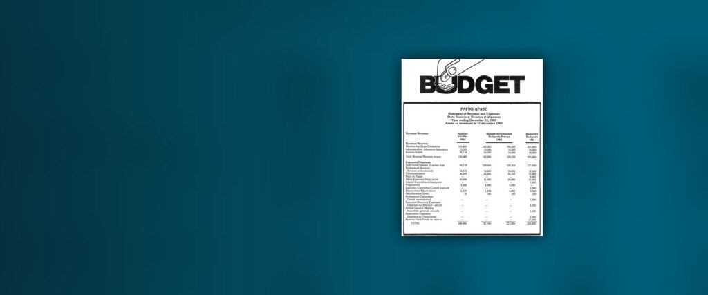 PAFSO/APASE Statement of Revenue and Expenses // Etats financiers: Revenus et dépenses