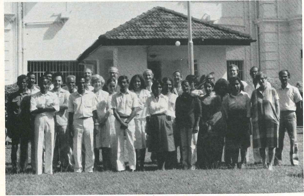 Front row: Samy Paloni, Suppiah Anandam, Vinitha Gunasekera, Manel Perera, Therese Perera, Marleena Laxana, Doris Ladouceur, Aloy Perera. Second row: Mogan Karuppiah, John Sinclair, Apparath Krishnan, Norma Reagh, Doreen Godnetilleka, Orani Jayaweera, Jeevani Perera, Mano Ramanathan, Paula Wesley, George Perumalsamy. Third row: O. Thangavelu, Ranjan Sriskantha, Stan Moore, Martin Collacott, Joe Noonan, Colleen Cupples, Gabriel Fernando, Donald Saunders.