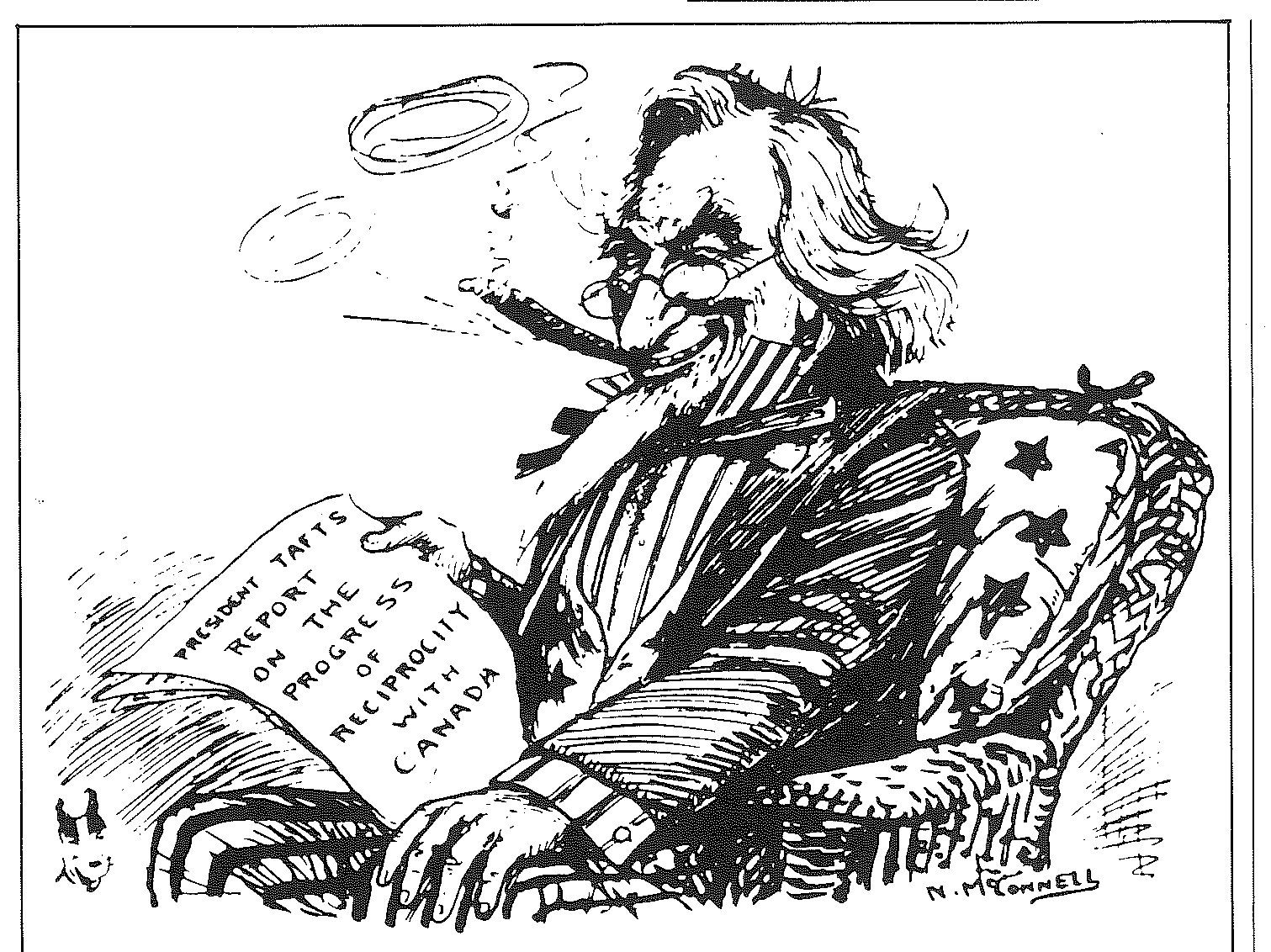 Uncle Sam: “I can almost hear tham singing ‘The Star Spangled Banner’ in Ottawa, Be gosh.”