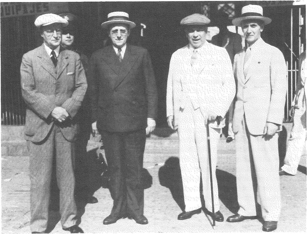 Dr. O. D. Skelton, Under-Secretary of State for External Affairs from 1925 until his death in 1941, stands on the left in this 1938 photograph taken during a visit by Prime Minister King to Cuba.