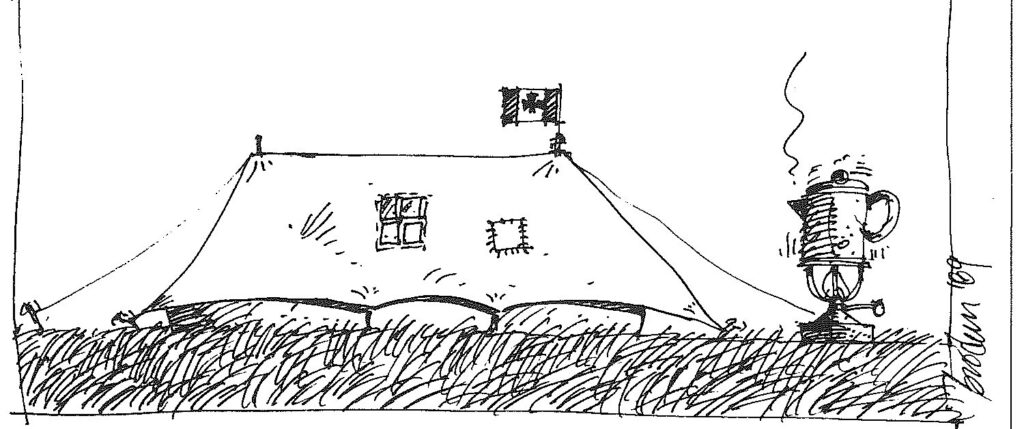“Fortunately, I brought with me some camping equipment.”