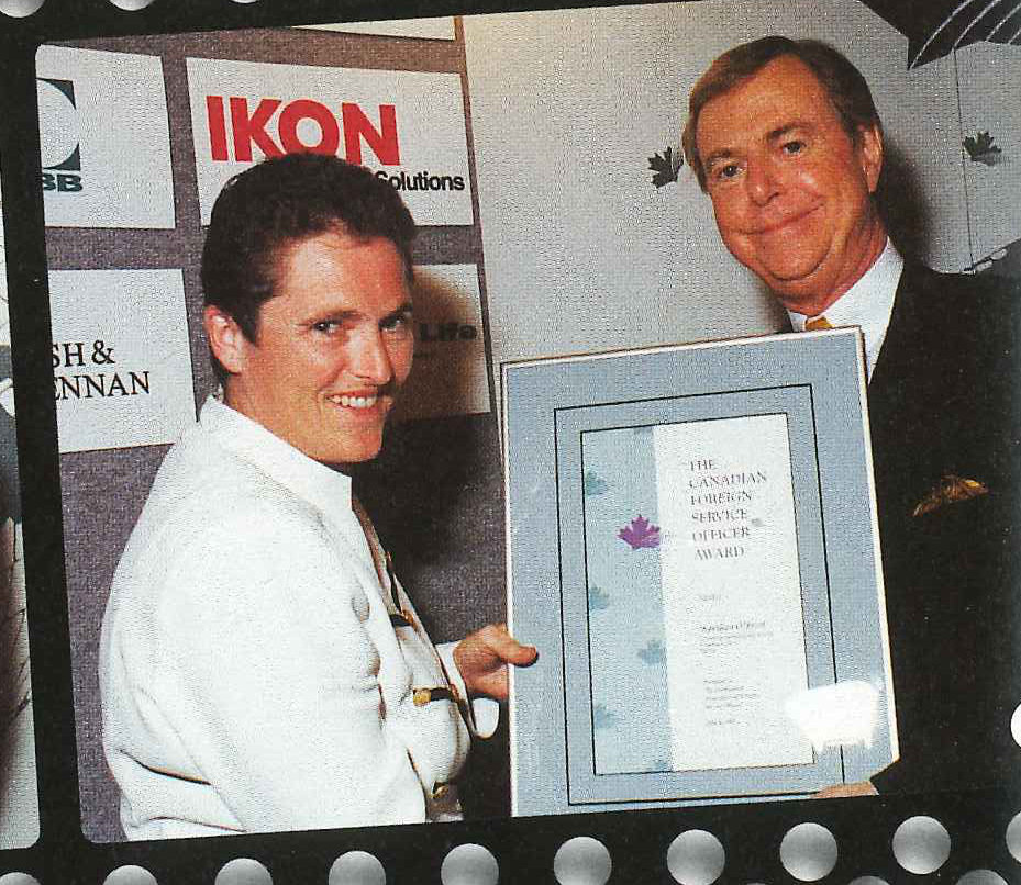 Don Newman (right) presenting Award to Kathleen O’Brien (left).
