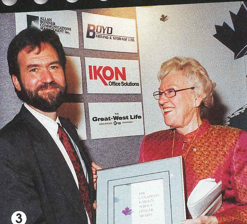 The Hon. Flora Macdonald (right) presenting Award to Daryl Copeland (left).