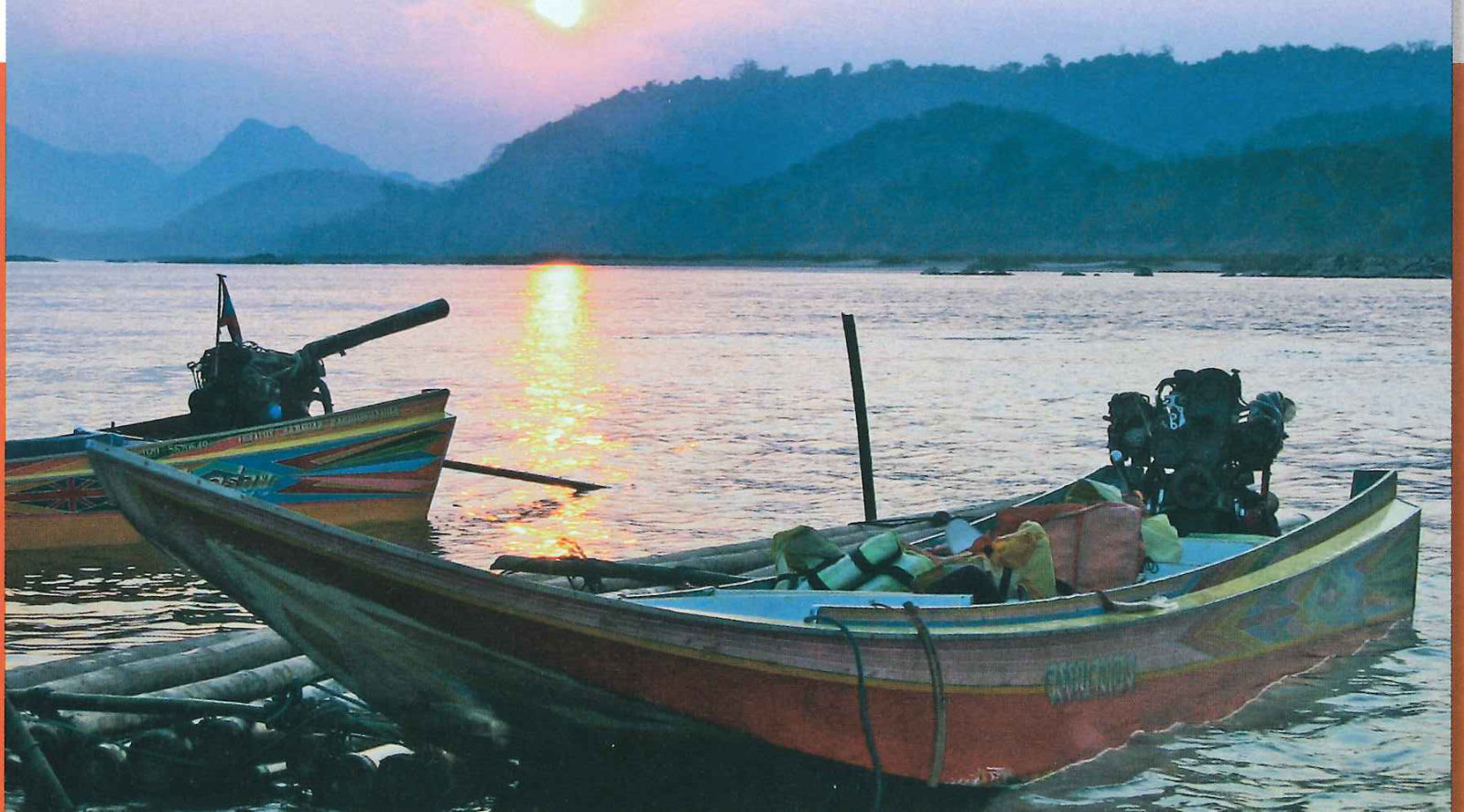 Sunset on the Mekong as we arrive by fast boat in Luang Prabang