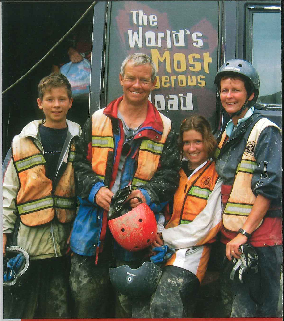 Made it on the world’s most dangerous road: in need of a serious shower!