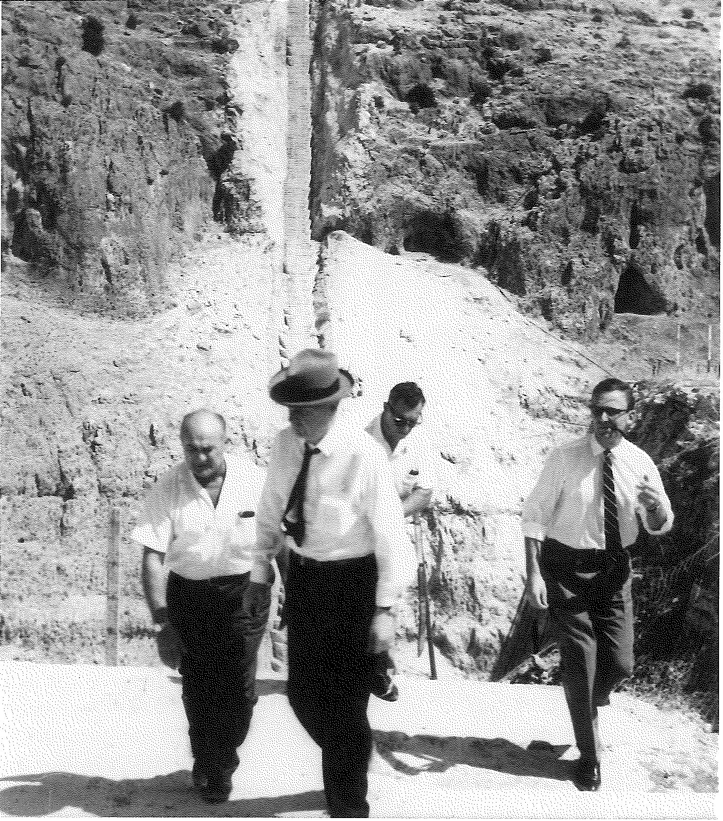 Inverted syphon above the Sea of Galilee — (left to right) Official from the Israel Water Authority, John Diefenbaker, Norman Genzer and Eric Bergbusch.
