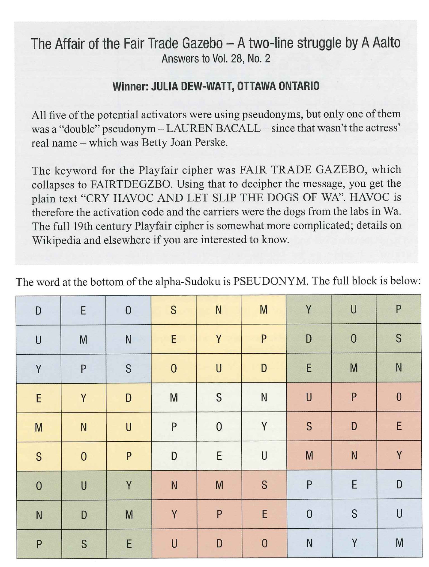 Answers to The Affair of the Fair Trade Gazebo