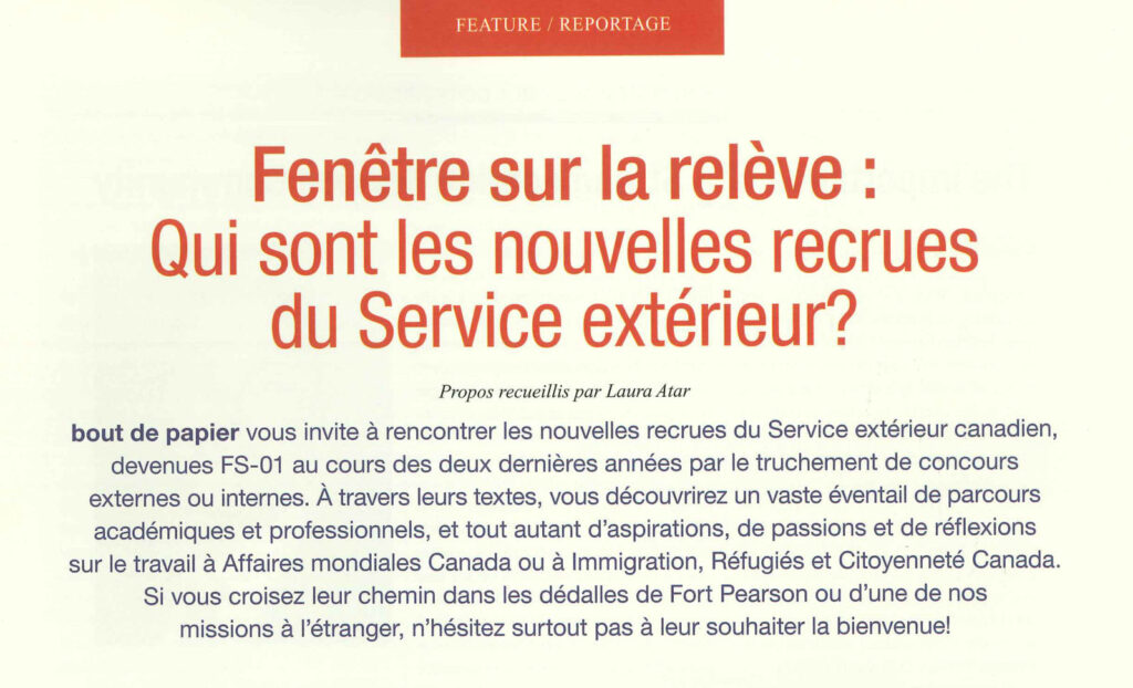 Fenêtre sur la relève