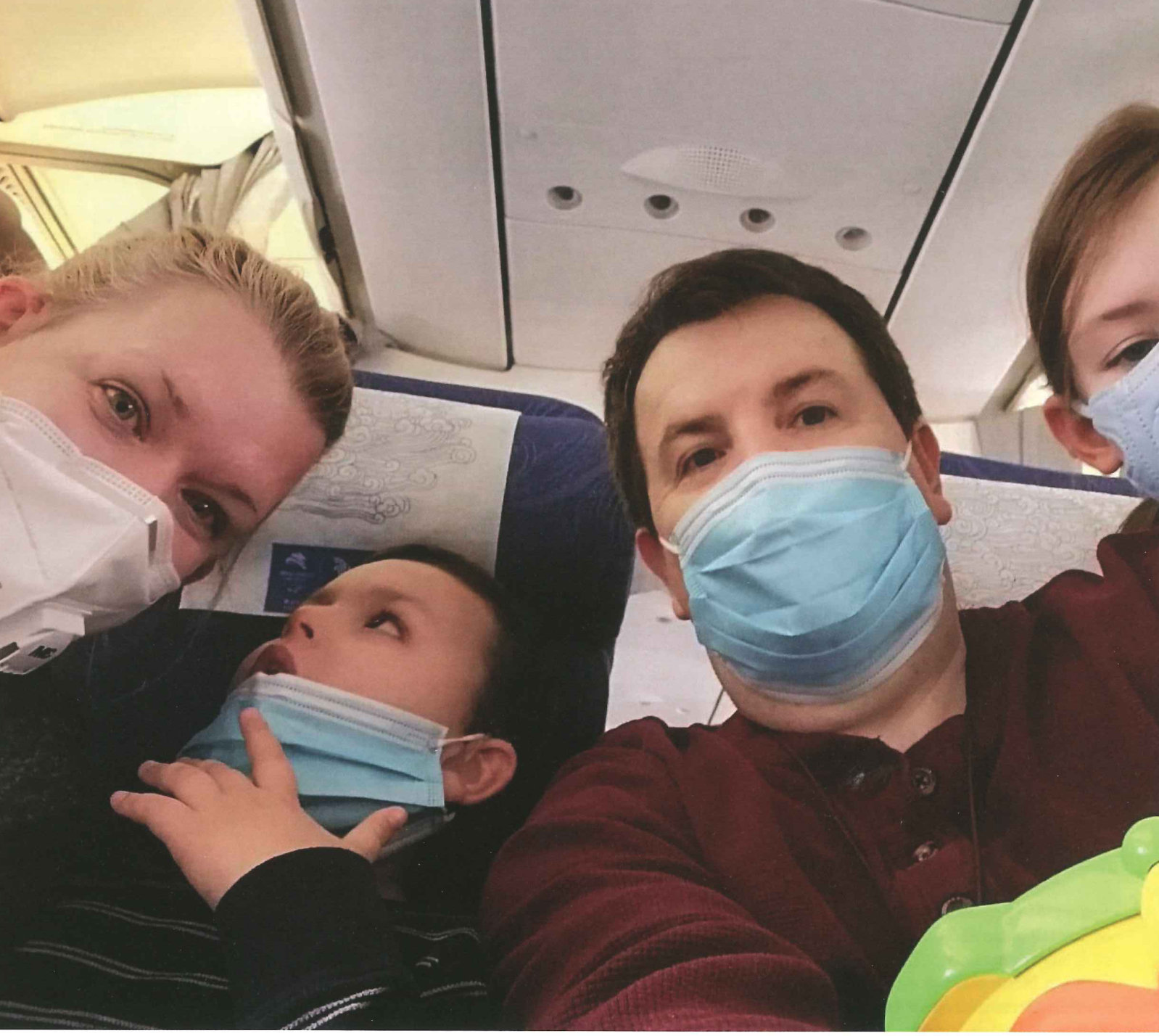 Evacuation from Beijing. From left to right: the author, Zachy, René and Olivia.