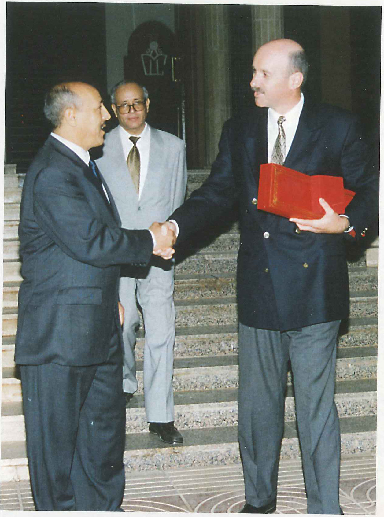 Mark meeting with a Moroccan government official in Rabat, circa 1998.