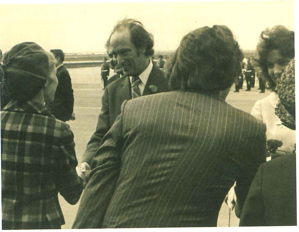 The Trudeaus greeted by the author and his wife on the first visit of a Prime Minister to the Canadian Embassy in Moscow.